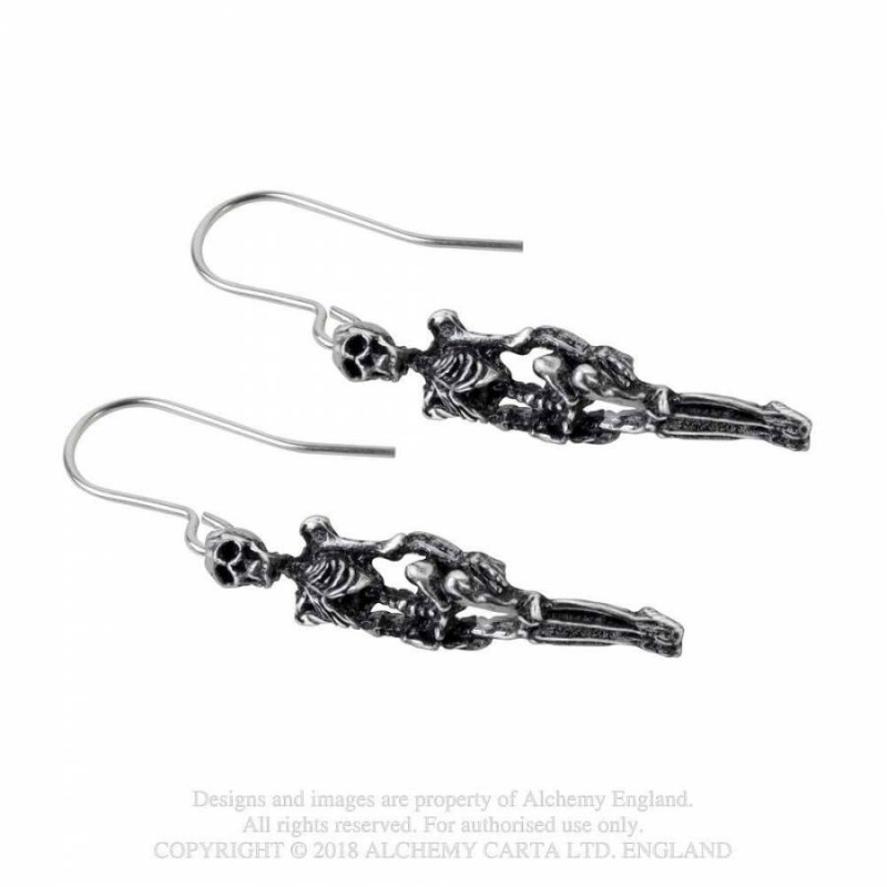 Alchemy Gothic Orecchini A Scheletro In Argento E Stagno – Gioielli Gotici Originali