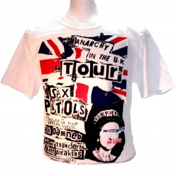 Sex Pistols Anarchy in the UK White Square Punk Rock Goth Band T-shirt