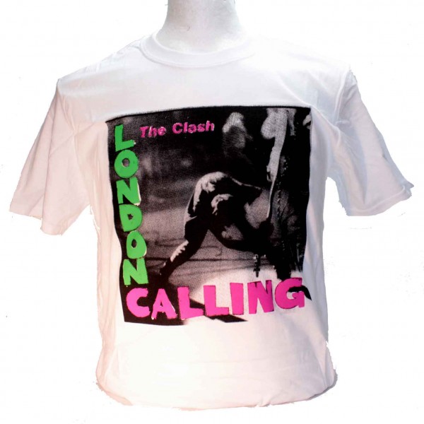 The Clash London Calling White Square Punk Rock Goth Ska Band T-shirt
