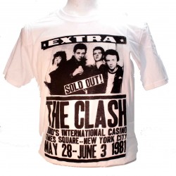 The Clash Sold Out White Square Punk Rock Goth Ska Band T-shirt
