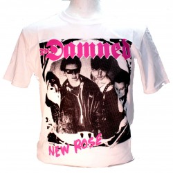 The Damned New Rose White Square Punk Rock Goth Ska Band T-shirt