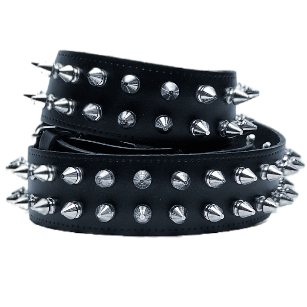 3 Row Pyramid Studded Leather Belt