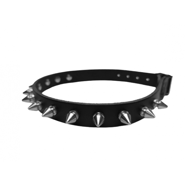 1 Row Black Spiked Leather Choker