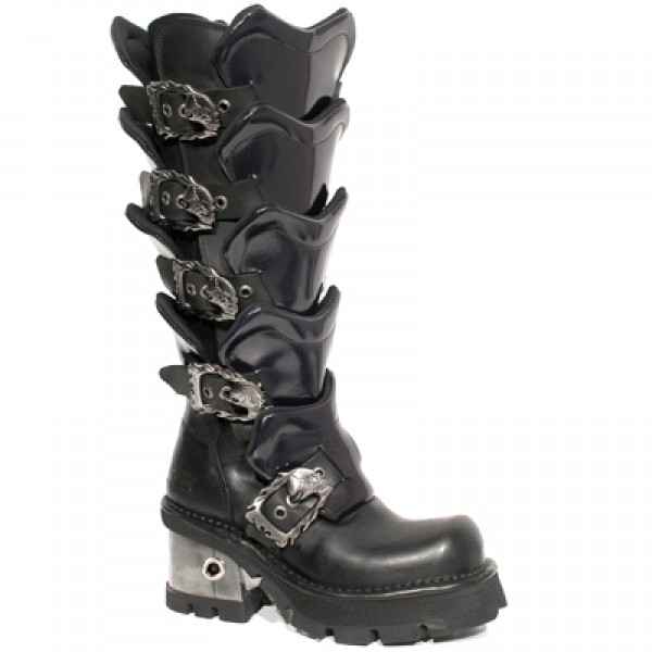 New Rock Boots - M.741-C1 Black 5 Scale Plate Hi Planning  45 DAYS CUSTOM MAKE ONLY