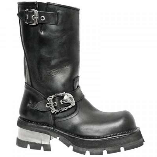 New Rock Boots - M.752-S1 Skull Buckle Biker Boots 45 DAYS CUSTOM MAKE ONLY