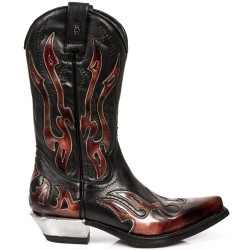 New Rock Boots - M.7952-C2 Orange Flame Cowboy Style Boots 45 DAYS CUSTOM MAKE ONLY