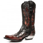 New Rock Boots - M.7952-C2 Orange Flame Cowboy Style Boots 45 DAYS CUSTOM MAKE ONLY