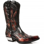 New Rock Boots - M.7952-C2 Orange Flame Cowboy Style Boots 45 DAYS CUSTOM MAKE ONLY