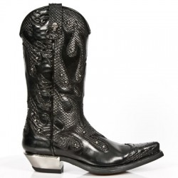 New Rock Boots - M.7952-C3 Snakeskin Effect Flame Cowboy Boots 65 DAYS CUSTOM MAKE ONLY