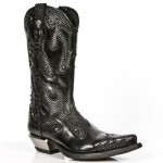 New Rock Boots - M.7952-C3 Snakeskin Effect Flame Cowboy Boots 45 DAYS CUSTOM MAKE ONLY