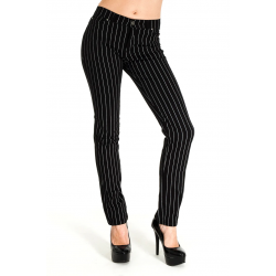 Run and Fly -  Unisex Indie Mod 60s Retro Black & White Thin Stripes Skinny Jeans