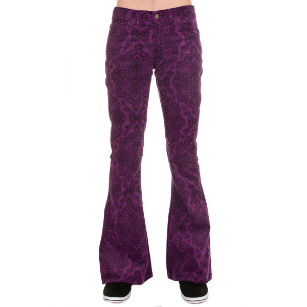 Run and Fly -  Unisex Indie Punk Retro 60s 80s Purple Corduroy Bottom Flares